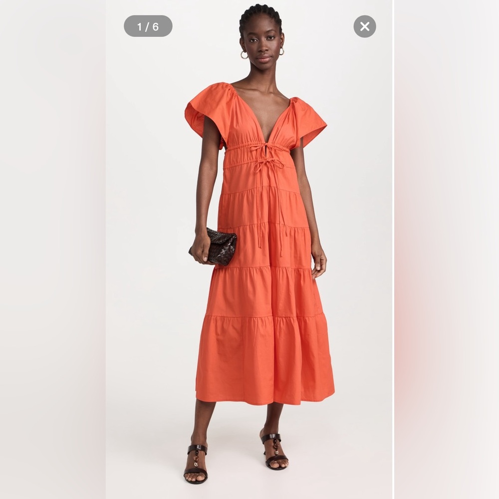 Bright red/orange maxi dress